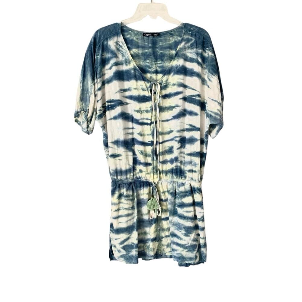 Gypsy 05 Global Village Silk Blue Tie-Dye Mini Dress Size medium NWOTS